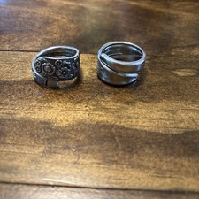Vintage Stainless Steel Spoon Rings Size 13. Lot of 2. Pre-Owned.