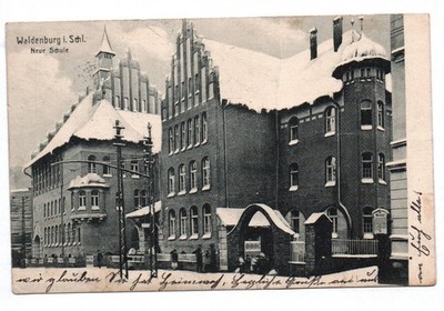 Litho Ak Waldenburg Schlesien Neue Schule 1909