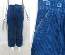 Vintage 80s Kids Chunky Blue Corduroy Trouser Pants With Suspender Buttons 4/5