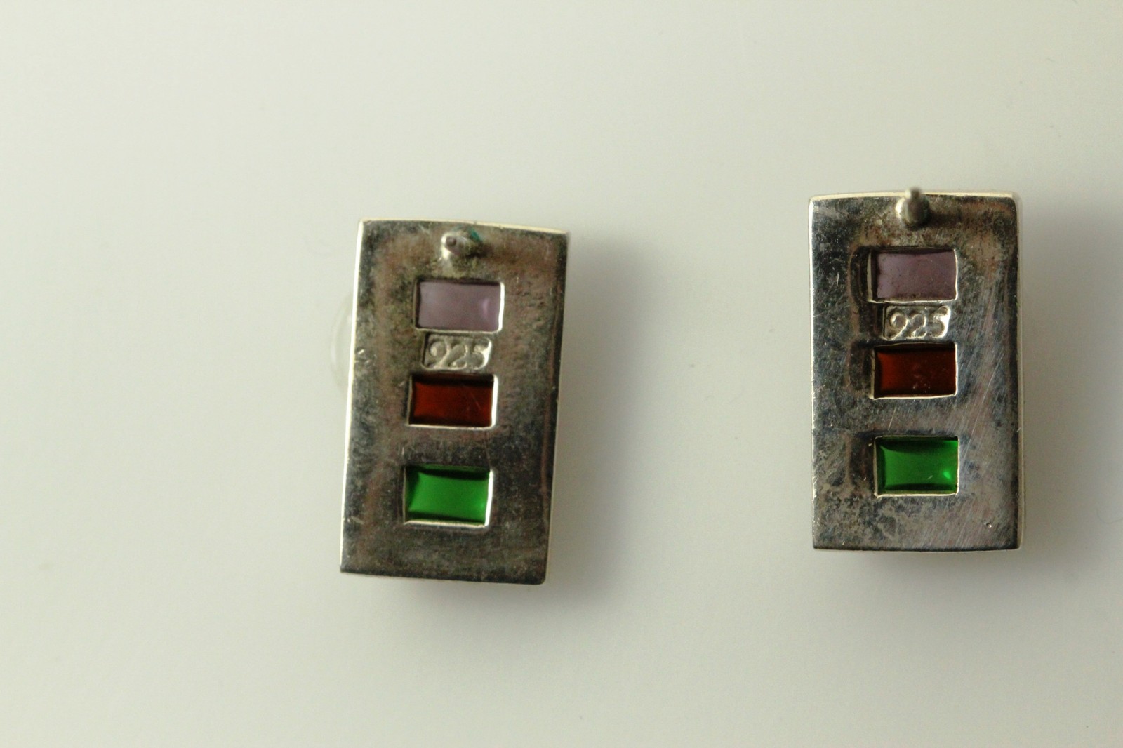 Sterling Silver 925 Rectangle Shaped Earrings Wit… - image 11