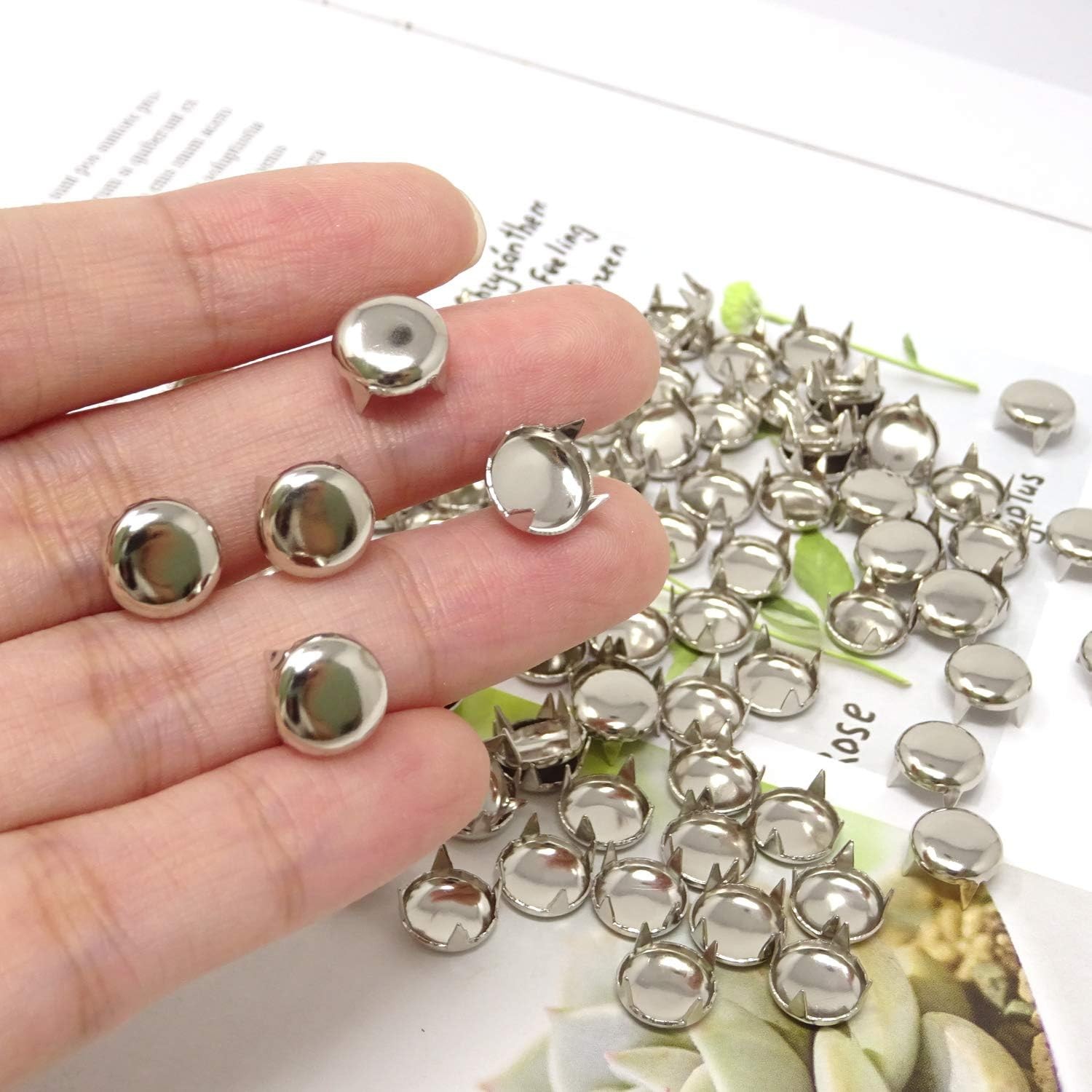 Honbay 100PCS 9mm Nailheads DIY Round Punk Rivets Dome Metal Studs Silver 