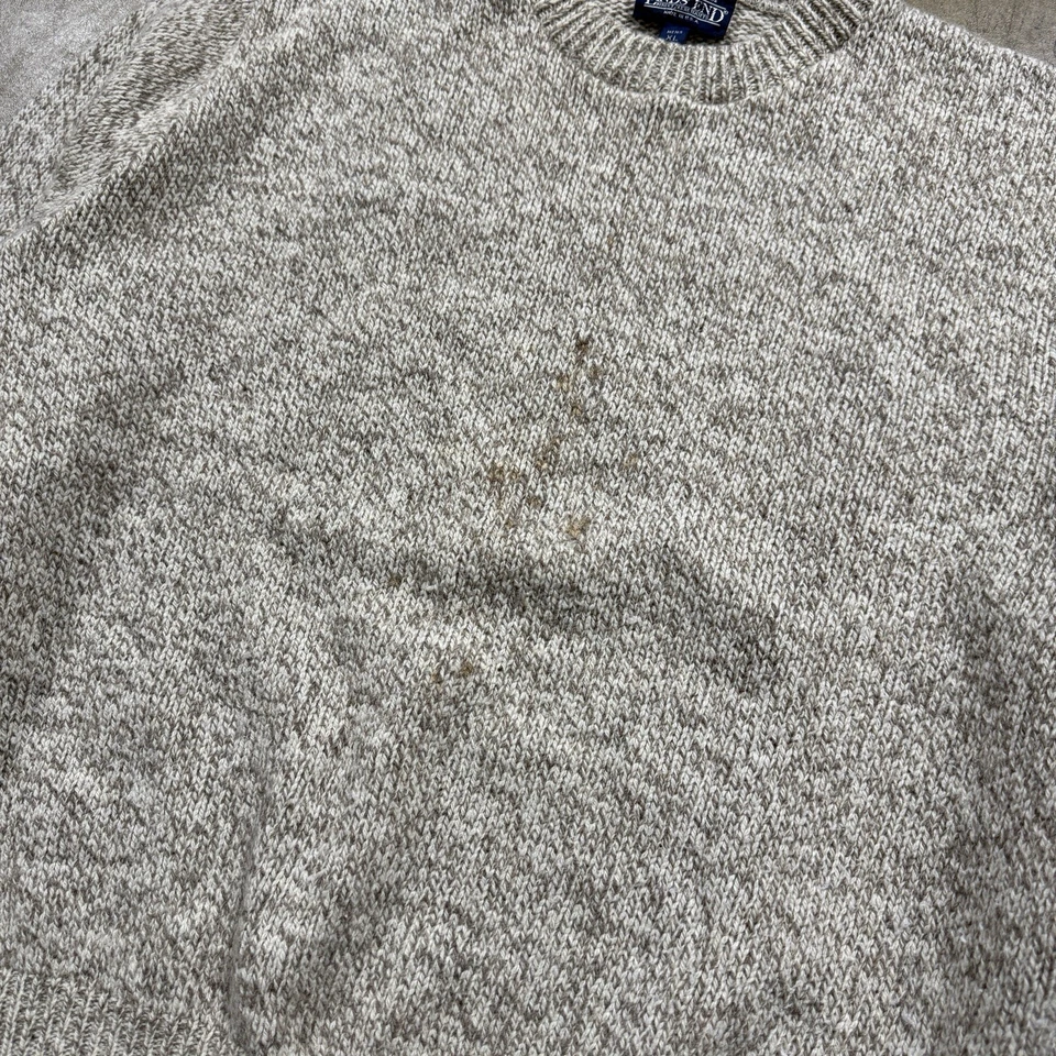 Vintage Lands End Wool Blend Sweater Crewneck Pullover Beige Made in USA Size XL - Image 3 of 4