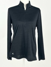 Adidas Women Lightweight Melange Quarter Zip Pullover Black Heather M NWT