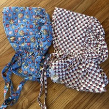 Womens Vtg Bonnet Hat Quilted Prairie Cottagecore Pioneer Costume Victorian