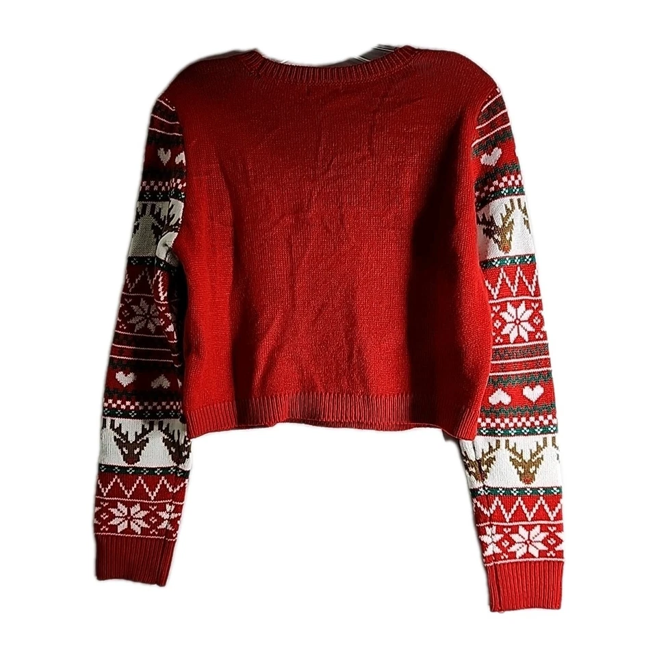 Suéter de férias sombra júnior grande midriff googly olhos renas Natal  - Imagem 2 de 4