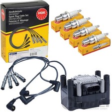 NGK ZÜNDKABELSATZ+SPULE+KERZEN passend für VW LUPO 1.0+1.4 AUC AUD 50+60 PS