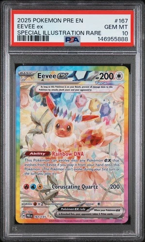 2025 POKEMON PRISMATIC EVOLUTIONS ILLUSTRATION RARE #167 EEVEE EX PSA 10
