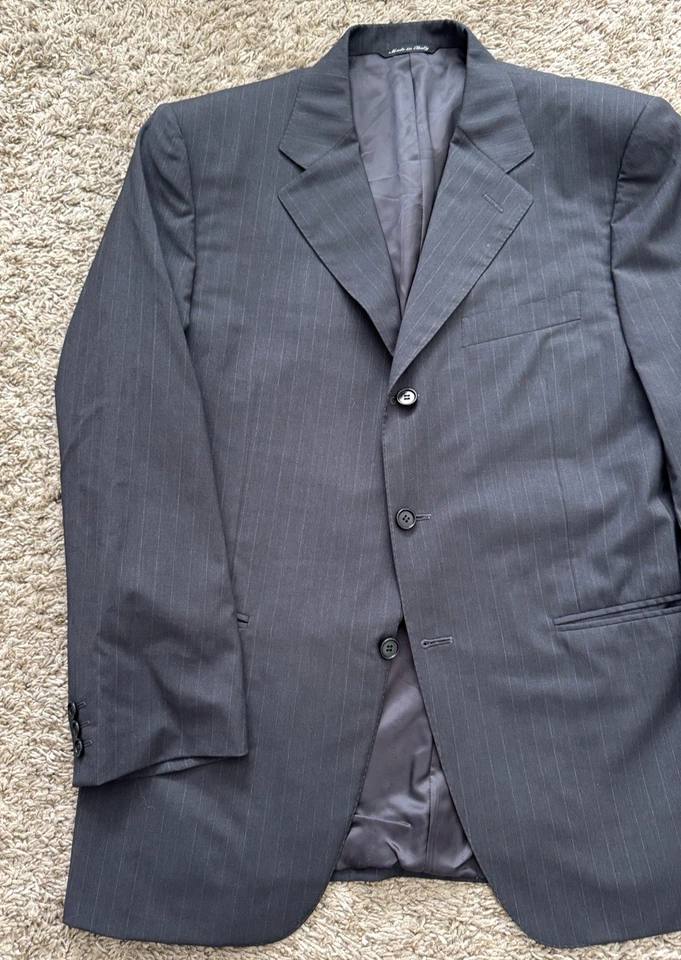 Canali Recent Suit Jacket Coat Mens 40S Short Gray Feint Stripes Super 120s Wool - Image 2 of 4