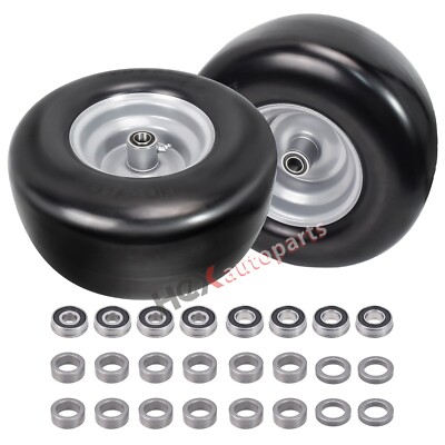 2 PCS Premium 13x6.5-6 Flat Free Tire & Wheel for Lawn Mowers & Zero Turn Mowers