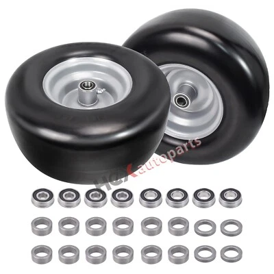 HEX AUTOPARTS 2 PCS Premium 13x6.5-6 Flat Free Tire & Wheel for Lawn Mowers & Zero Turn Mowers