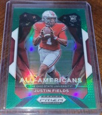 2021 Panini Prizm Draft Picks Prizms Green #192 Justin Fields AA All-American RC