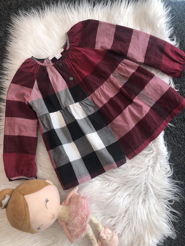 BURBERRY Long-Sleeve ICONIC CHECK PATTERN Girl Blouse 4Y White/Red/Black