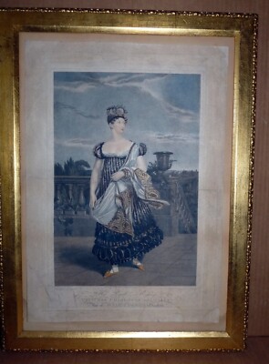 Antique 1816 England Princess Charlotte of Wales (1796-1817) Original Print 