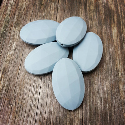 Silicone Gray Flat Oval Beads Food Grade BPA Free Jewelry