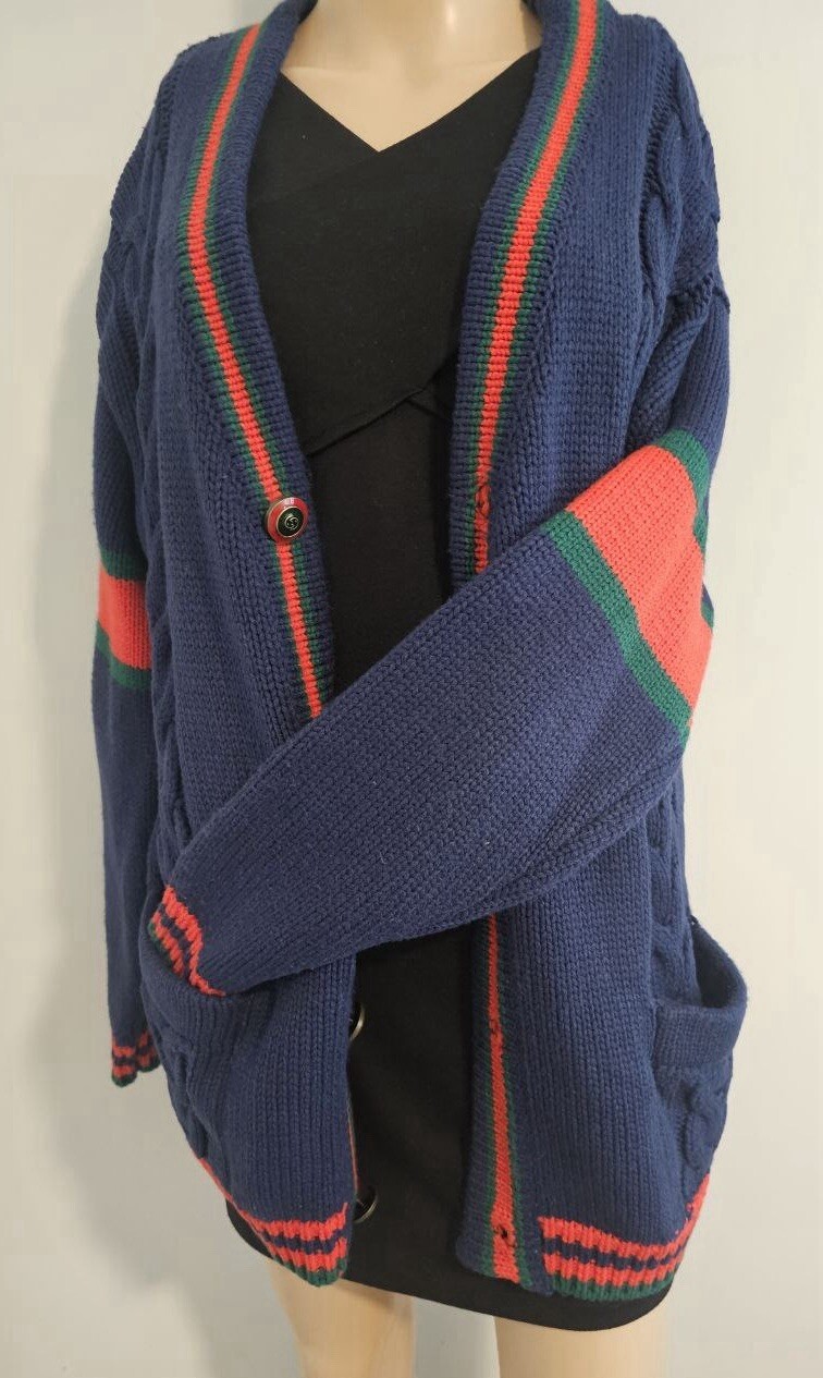 Gucci OVERSIZE CABLE KNIT CARDIGAN Size S Authentic