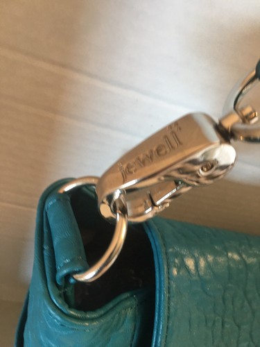 Teal Blue Jewel Shoulder Bag with exterior Pockets - Picture 4 of 10