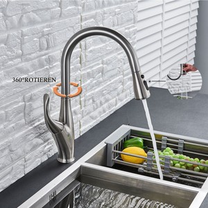 Küchenarmatur ausziehbar 360° Gebürstetes Einzelgriff Küchenspüle