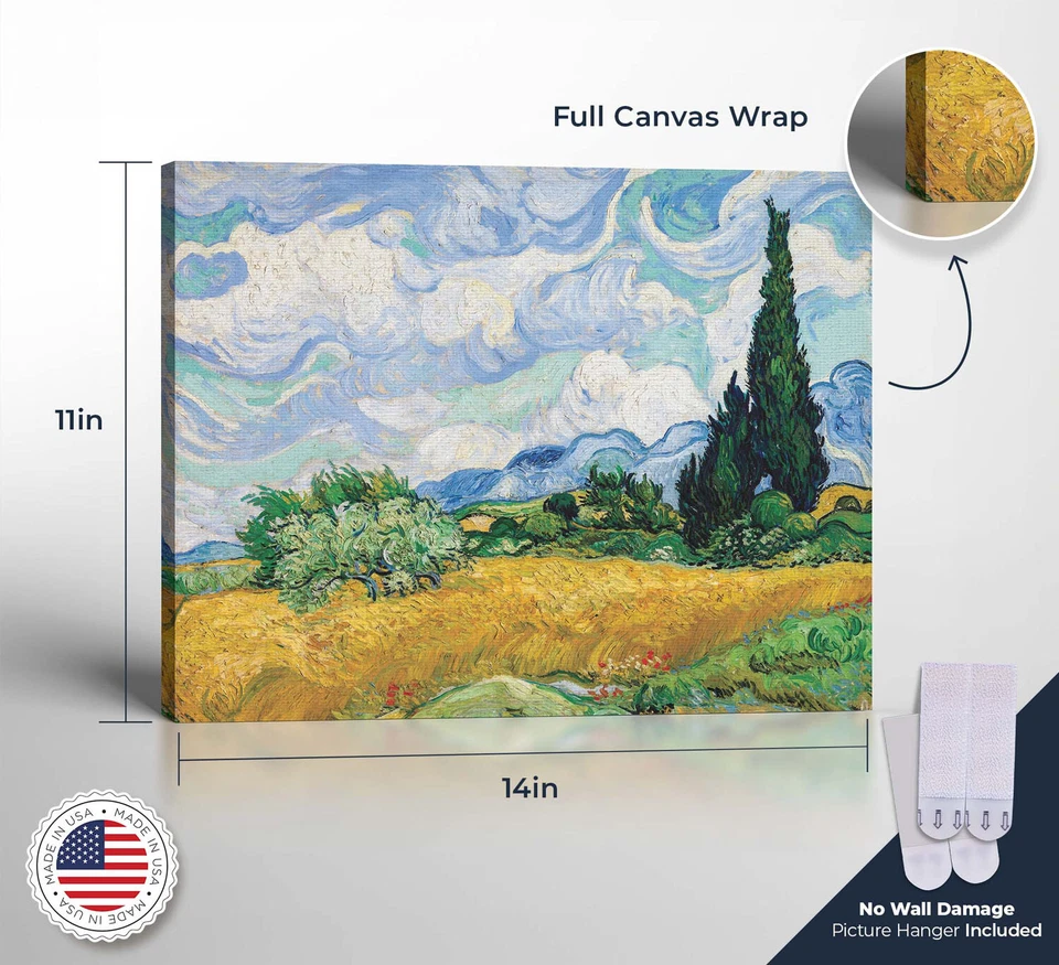 Wheat Field with Cypress by Van Gogh, Van Gogh Cypresses, Painting Wall Art - Image 2 of 4