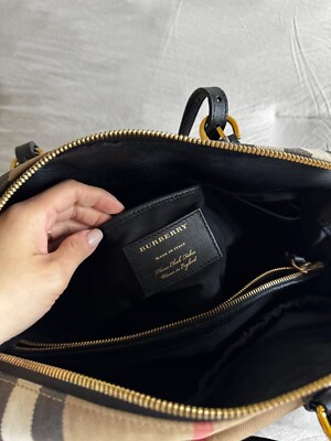 BURBERRY Mason Diaper Tote Bag with Calf Grain Leather & Gold Trim
