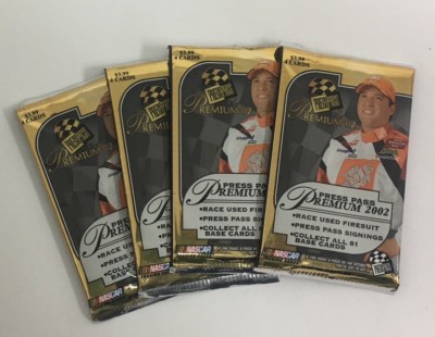 2002 Press Pass Premium Factory Sealed NASCAR Racing Retail Edition 4 Pack Lot