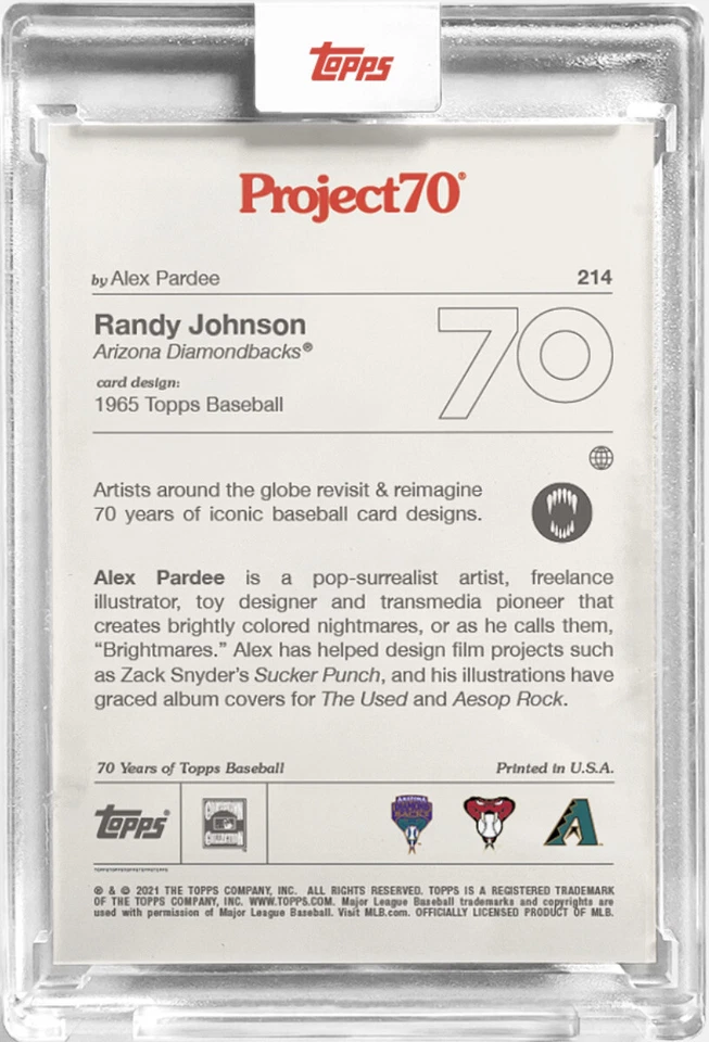 Randy Johnson SP /9292 by Alex Pardee 2021 Topps Project 70 Card #214 D-Backs ☆ - Image 3 of 4