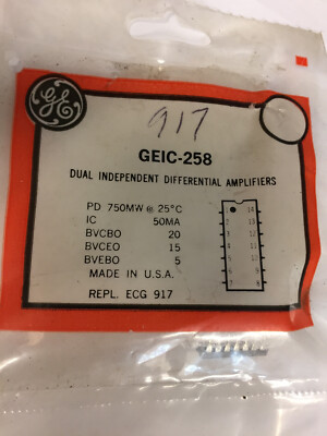 GEIC-258 DUAL INDEPENDENT DIFFERENTIAL AMPLIFIERS SAME AS NTE 917---