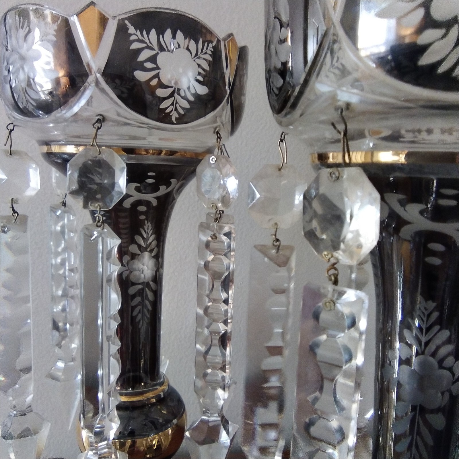 antique victorian Mantel lusters Crystal Set eBay