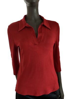 Moa Moa Women's contemporary, Red Pullover 3/4 Sleeve Top Tight Fit Size L