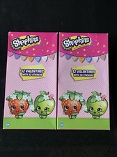 LOT OF 2 BOXES -Shopkins Valentines Box of 32 Cards 32 Stickers Each. 2013 NEW