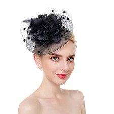 Women Flower Fascinator Hat Wedding Bridal Fascinators Tea Party One Size Black
