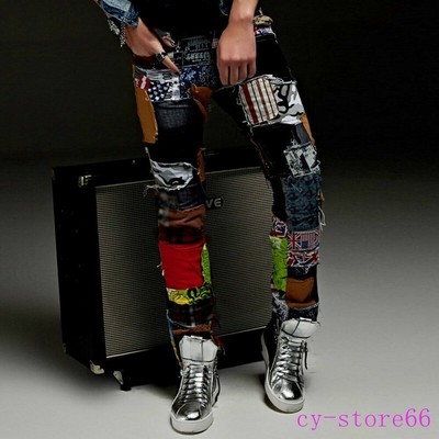 Punk Mens Denim Pants Trousers 