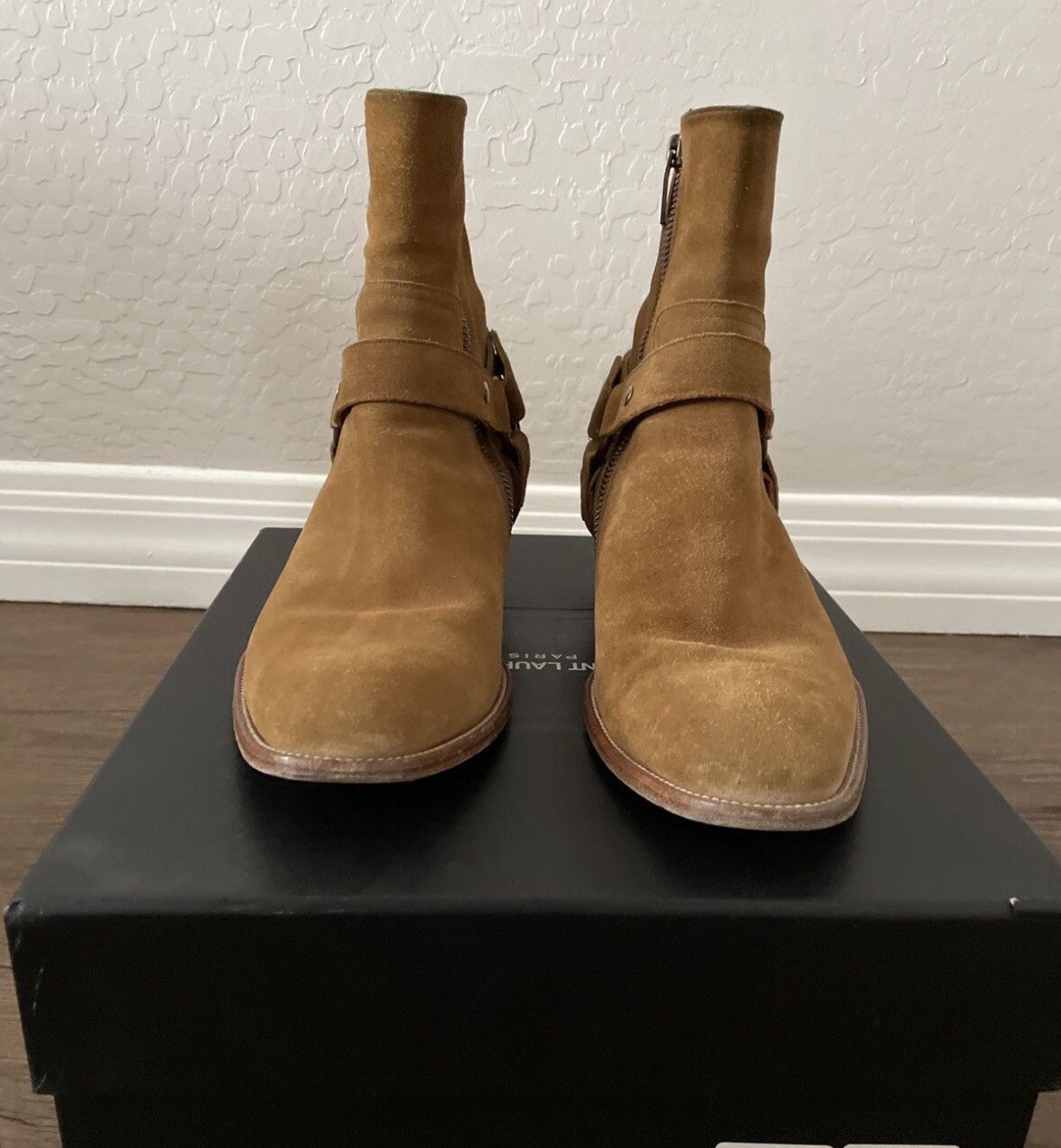 Stivali SAINT LAURENT PARIS FW13 ocra Wyatt imbracatura 43