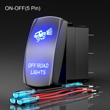 5-Pin Laser Etched Toggle Rocker Switch SPST 12V for LED Off-Road Lights