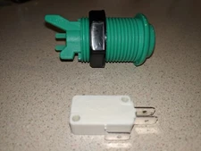 Green Suzo Happ arcade button w/ e-switch 50g force microswitch .250 connector