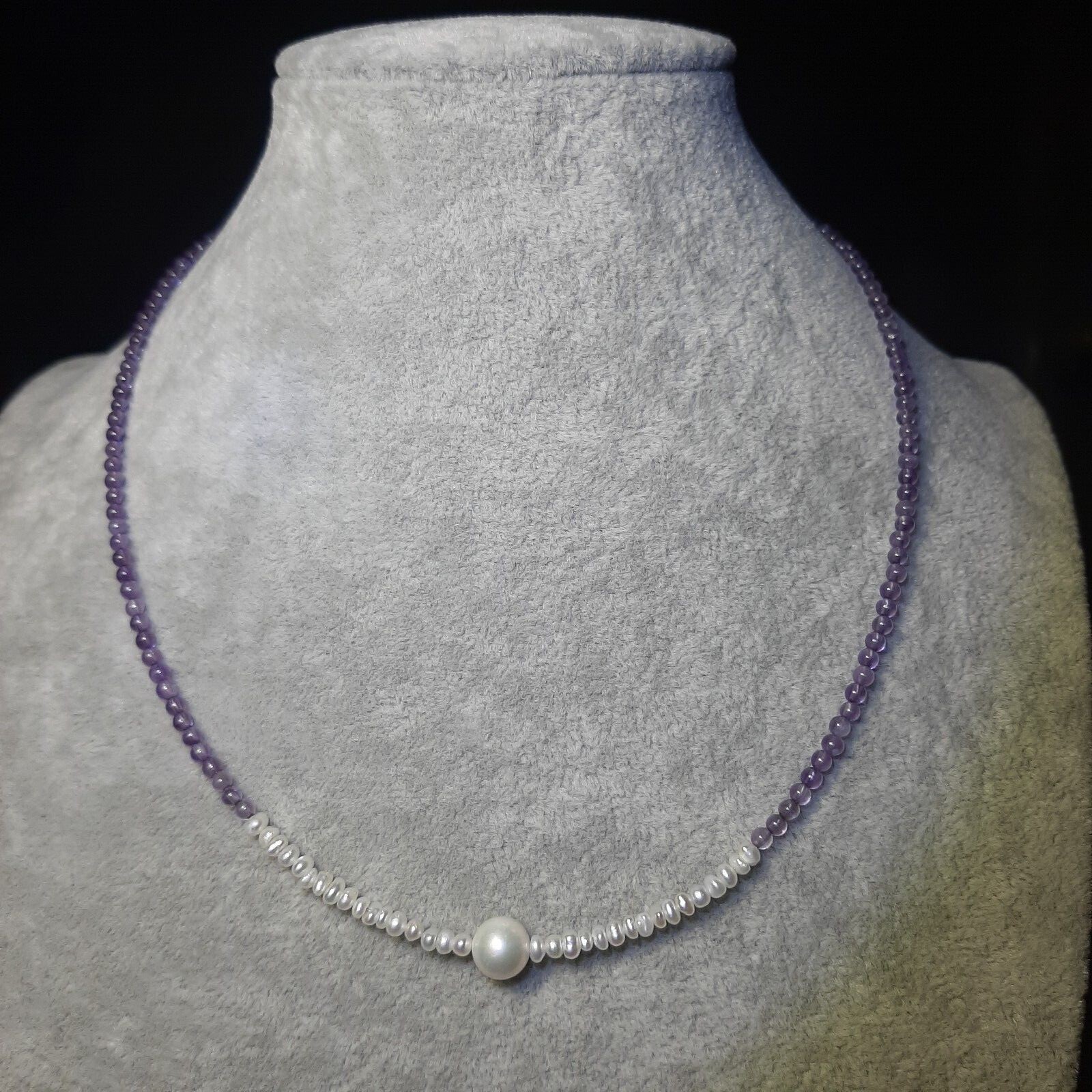 Collier perle de culture et améthyste en argent 925, le cadeau idéal