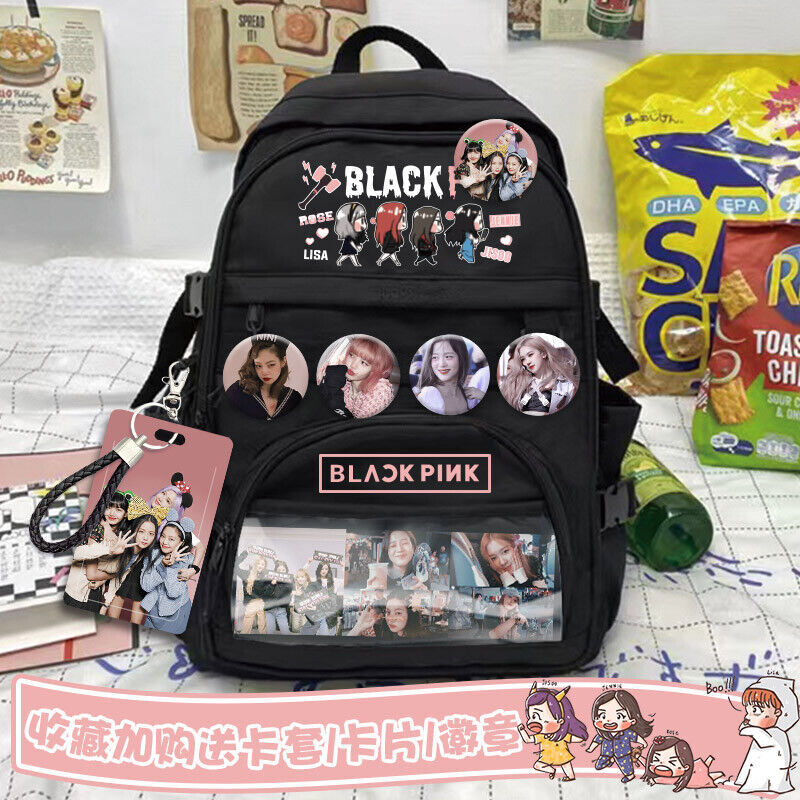 NUEVO Bolsos de Viaje Bolso de Hombro Negro Rosa LISA ROSÉ Harajuku Mochila Cartera