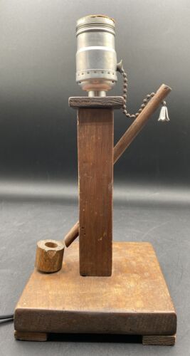 Antique wood Handmade Water Well Pull Chain Table Lamp Rusic Farmhouse Decor 9" - Picture 10 of 12