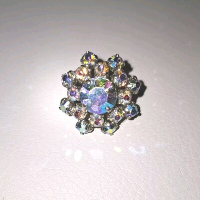 1950/60 Braut Strass Brosche Aurora Borealis