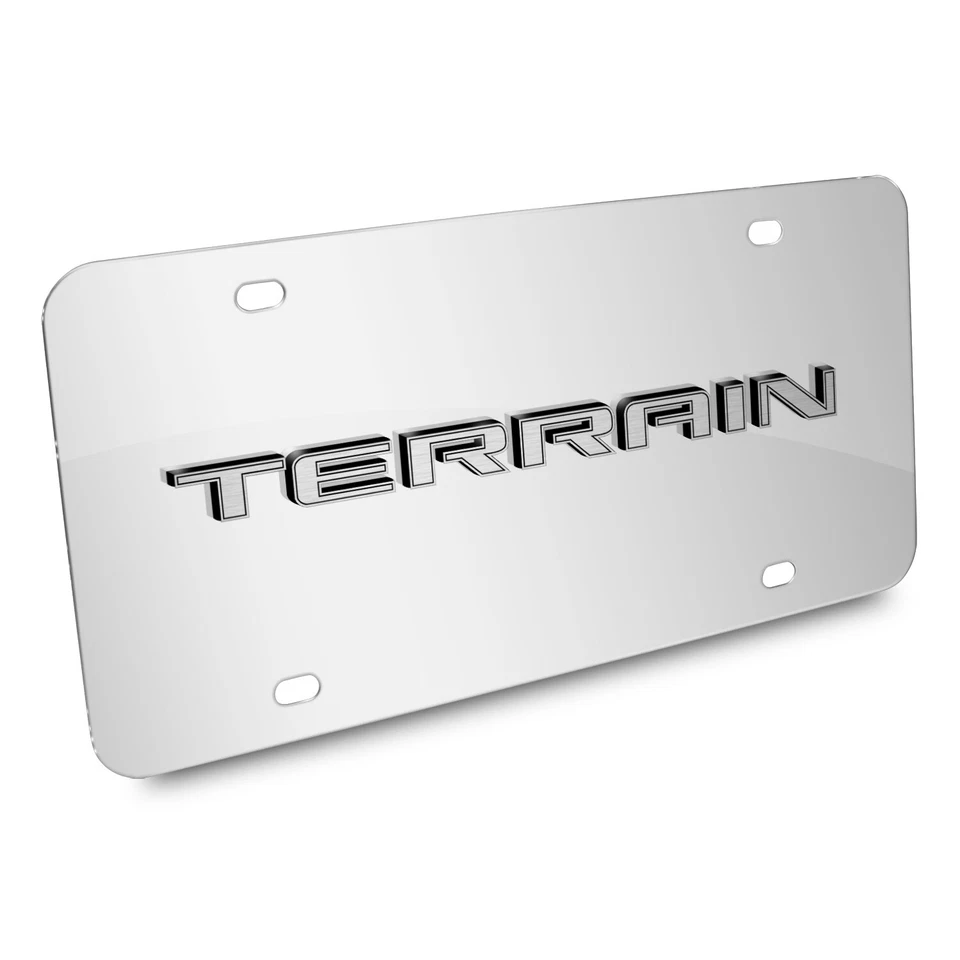 Placa de identificación GMC Terrain logotipo 3D cromo acero inoxidable matrícula, hecha en EE. UU. Foto 2 de 4