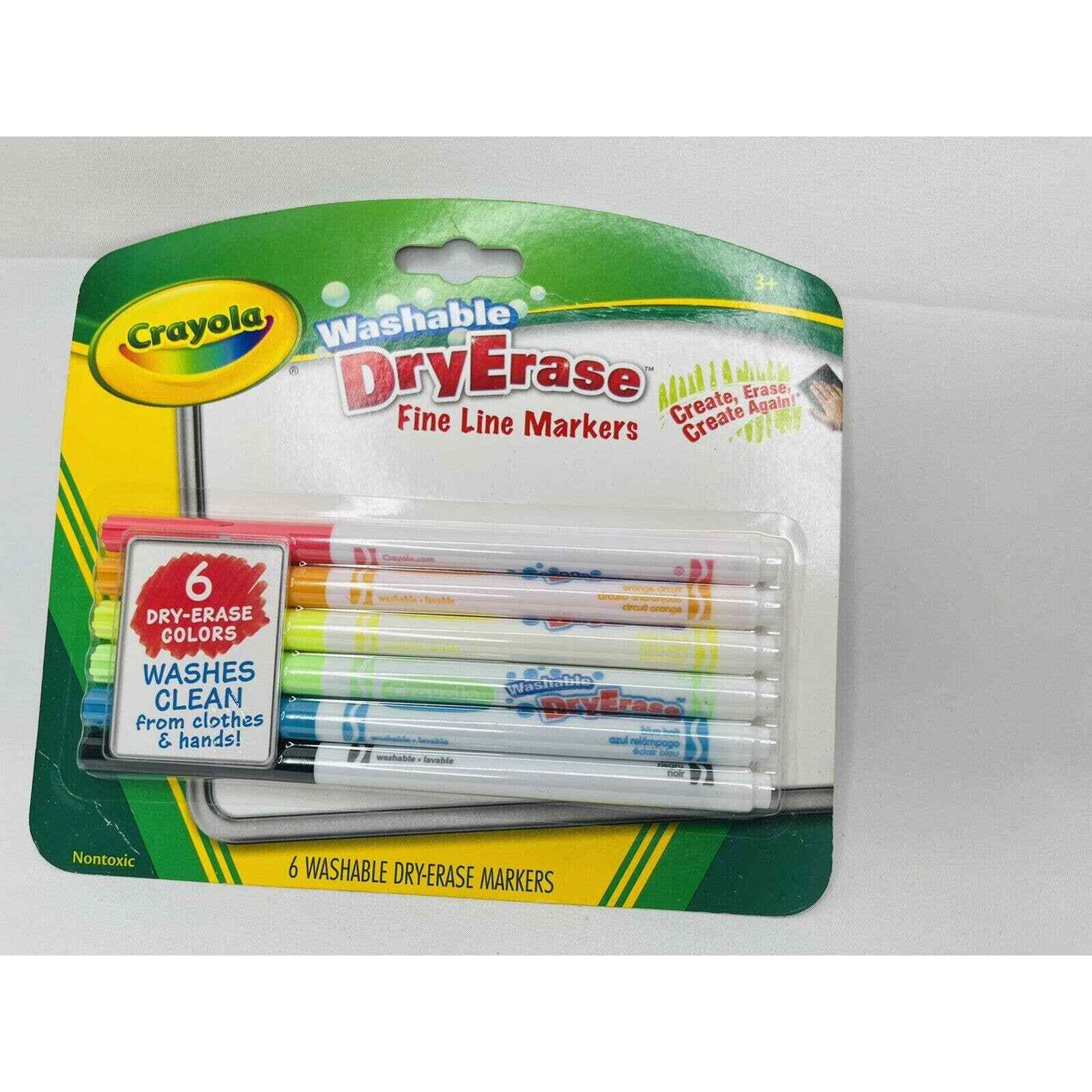 Crayola Washable Dry Erase Fine Line Markers 6 Color Set Nontoxic Art