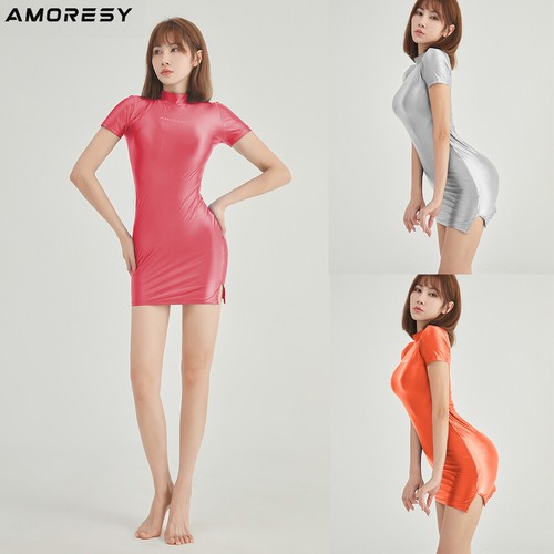 AMORESY Sexy Oil Shiny Glossy Bodycon 
