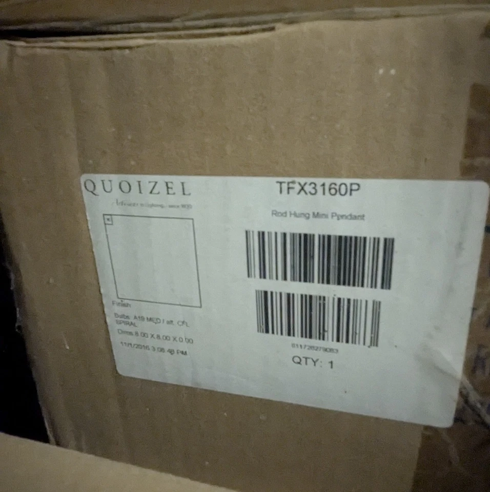 Nuevo en caja Lote de 3 Mini Colgante Quoizel Tiffany Rod Colgado Negro Místico TFX3160P Foto 2 de 2