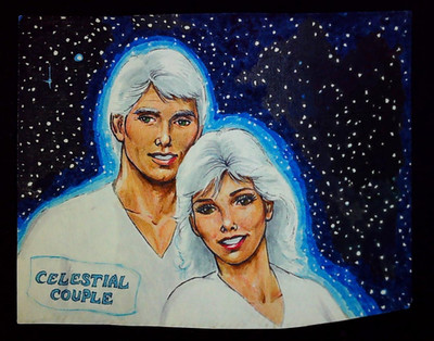 Celestial Couple Robert James Wright Original Studio Art Drawing Comic Book 1/1