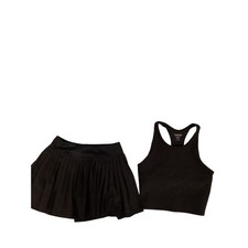 Old Navy All In Motion Kids Activewear Set Black Crop Top L Skort M Pleated 2pc