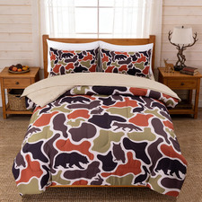 Kids Teens Woodland Camo Bedding Set, 5-Piece Twin Size Wildlife Army Camouflage
