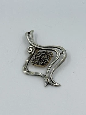 Harley Davidson Motorcycles Stamper Sterling Silver & 10k Pendant 1-1/8” 2.2g - Image 1 of 4