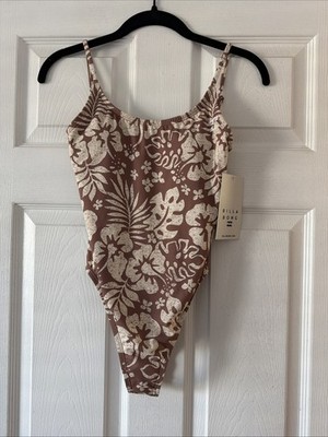 NWT Billabong Beach Babe One Piece Swimsuit Tropical Cheeky Neutral Large $99