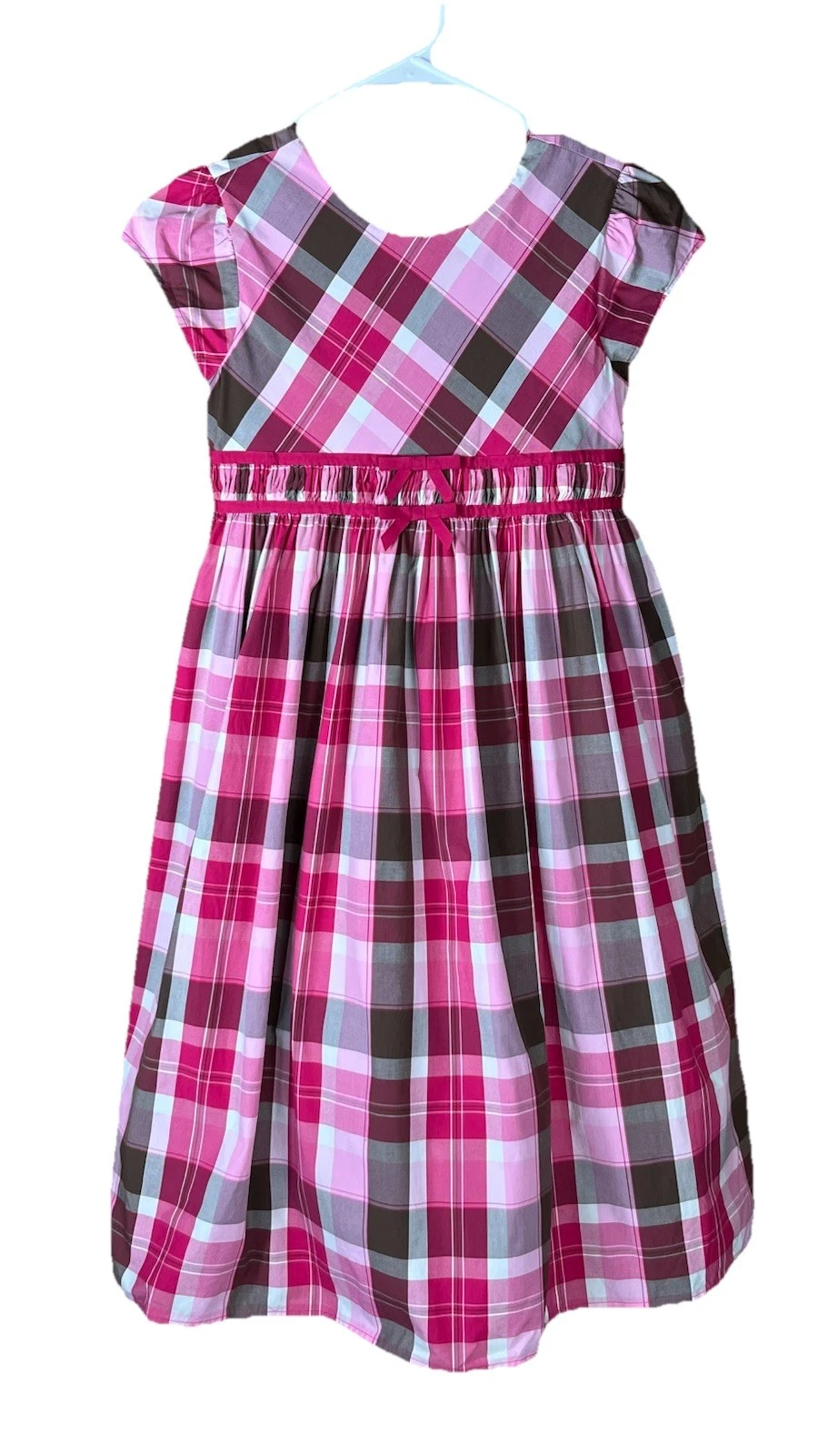 NEW Gymboree (Sz 12) Girl’s Dress - "Parisian Chic" Pink Brown Plaid Lined