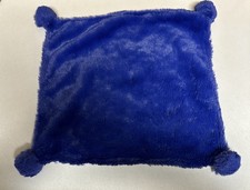 Cloud Island Royal Blue Pom Poms Lovey Security Blanket Soft 14x14