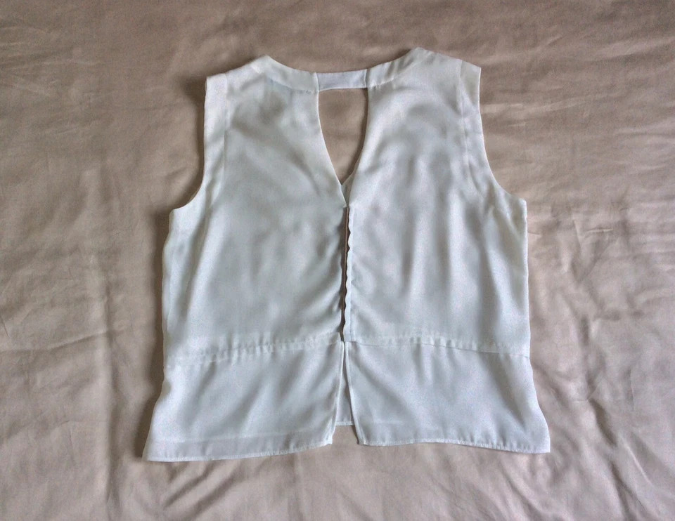 ZARA Basic White Smart Top With Stylish Taupe Lea… - image 8